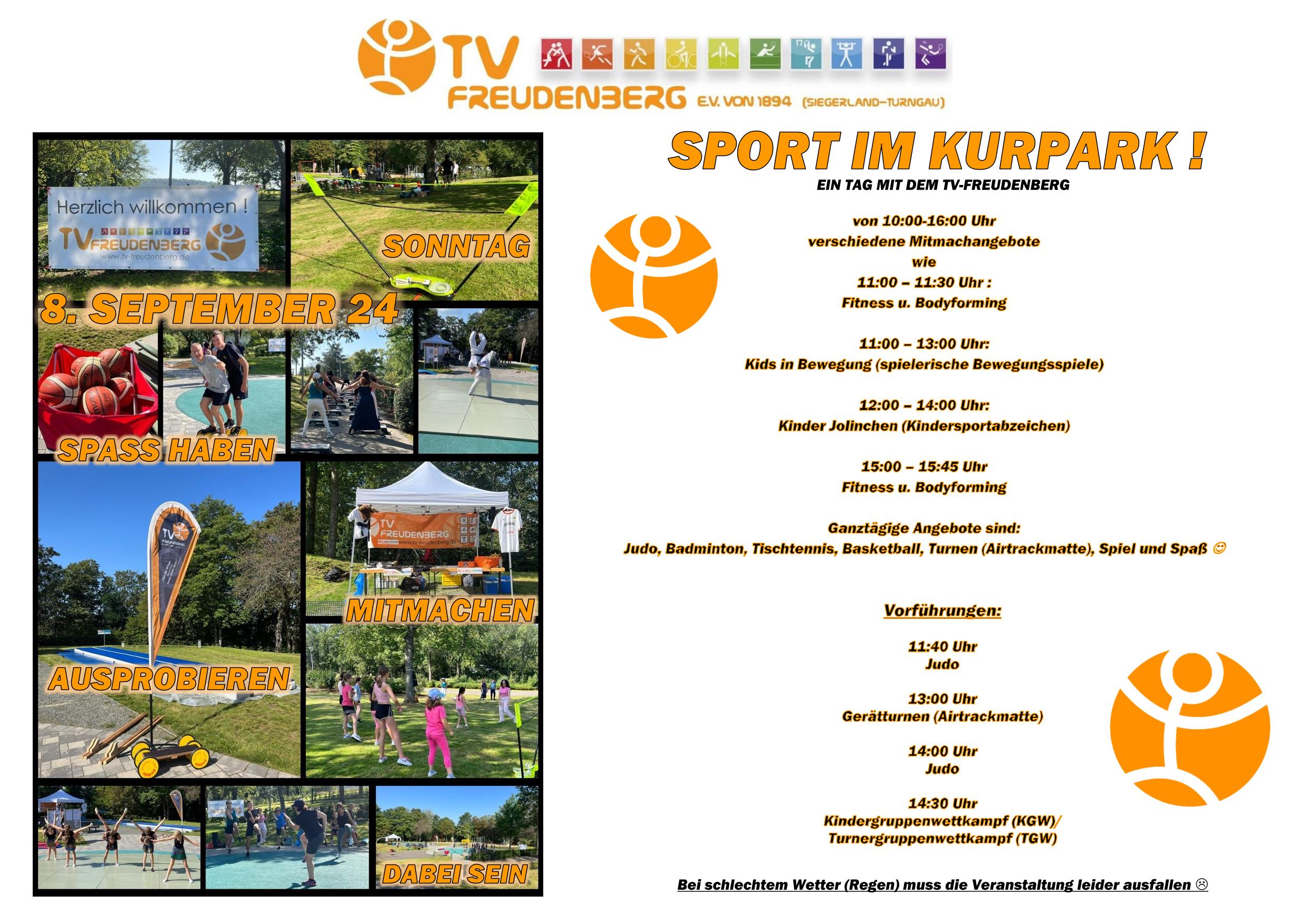 Plakat Sport im Kurpark 2024 Programm 1